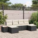 vidaXL Tuinbank Set met kussen 6 pcs Zwart en Crème Poly Riet