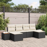 vidaXL Tuinbank Set met kussen 6 pcs Zwart en Crème Poly Riet