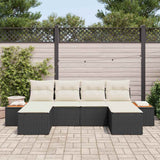 vidaXL Tuinbank Set met kussen 6 pcs Zwart en Crème Poly Riet