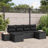vidaXL Tuinbank Set met kussen 6 pcs Zwart en Crème Poly Riet