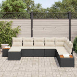 vidaXL Tuinbank Set met kussen 9 pcs Zwart en Crème Polyrattan