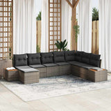 vidaXL Tuinbank Set met kussen 9 pcs Zwart en Crème Polyrattan