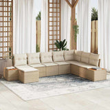 vidaXL Tuinbank Set met kussen 9 pcs Zwart en Crème Polyrattan