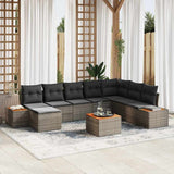 vidaXL Tuinbank Set met kussen 9 pcs Zwart en Crème Polyrattan