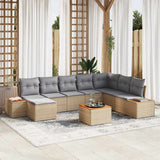 vidaXL Tuinbank Set met kussen 9 pcs Zwart en Crème Polyrattan