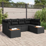 vidaXL Tuinbank Set met kussen 6 pcs Zwart en Crème Polyrattan