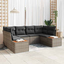 vidaXL Tuinbank Set met kussen 6 pcs Zwart en Crème Polyrattan