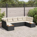 vidaXL Tuinbank Set met kussen 7 pcs Zwart en Crème Polyrattan