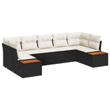 vidaXL Tuinbank Set met kussen 7 pcs Zwart en Crème Polyrattan