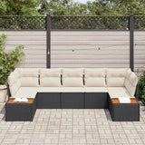 vidaXL Tuinbank Set met kussen 7 pcs Zwart en Crème Polyrattan