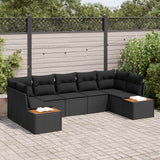 vidaXL Tuinbank Set met kussen 7 pcs Zwart en Crème Polyrattan