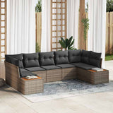 vidaXL Tuinbank Set met kussen 7 pcs Zwart en Crème Polyrattan