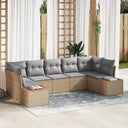 vidaXL Tuinbank Set met kussen 7 pcs Zwart en Crème Polyrattan
