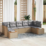 vidaXL Tuinbank Set met kussen 7 pcs Zwart en Crème Polyrattan
