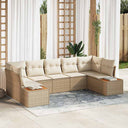 vidaXL Tuinbank Set met kussen 7 pcs Zwart en Crème Polyrattan