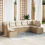 vidaXL Tuinbank Set met kussen 7 pcs Zwart en Crème Polyrattan