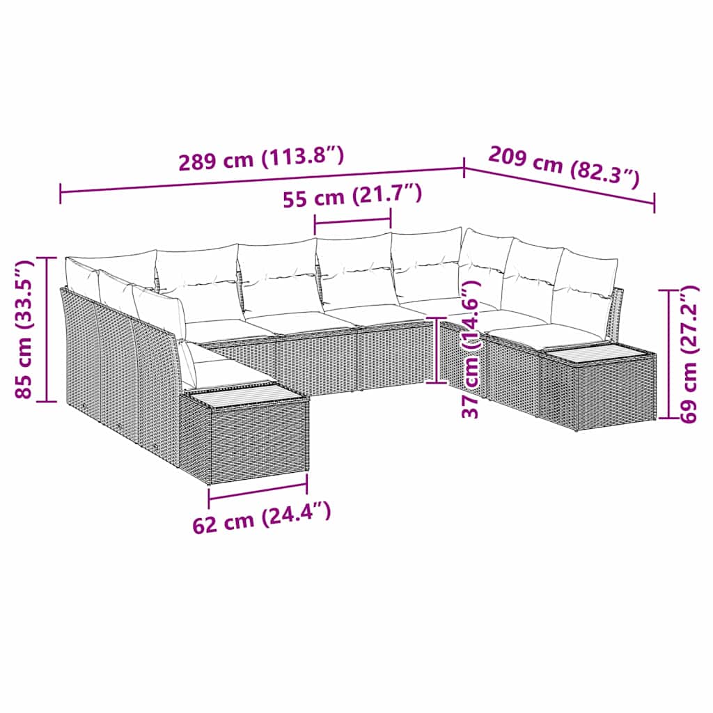 vidaXL Tuinbank Set met kussen 5 pcs Zwart en Crème Polyrattan