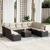 vidaXL Tuinbank Set met kussen 5 pcs Zwart en Crème Polyrattan