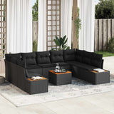 vidaXL Tuinbank Set met kussen 5 pcs Zwart en Crème Polyrattan