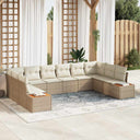 vidaXL Tuinbank Set met kussen 10 pcs Zwart en Crème Polyrattan