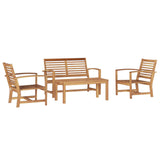 vidaXL Tuinbank Set 4 pcs Naturel Massief Teakhout