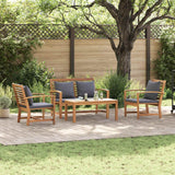 vidaXL Tuinbank Set 4 pcs Naturel Massief Teakhout