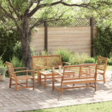 vidaXL Tuinbank Set 4 pcs Naturel Massief Teakhout