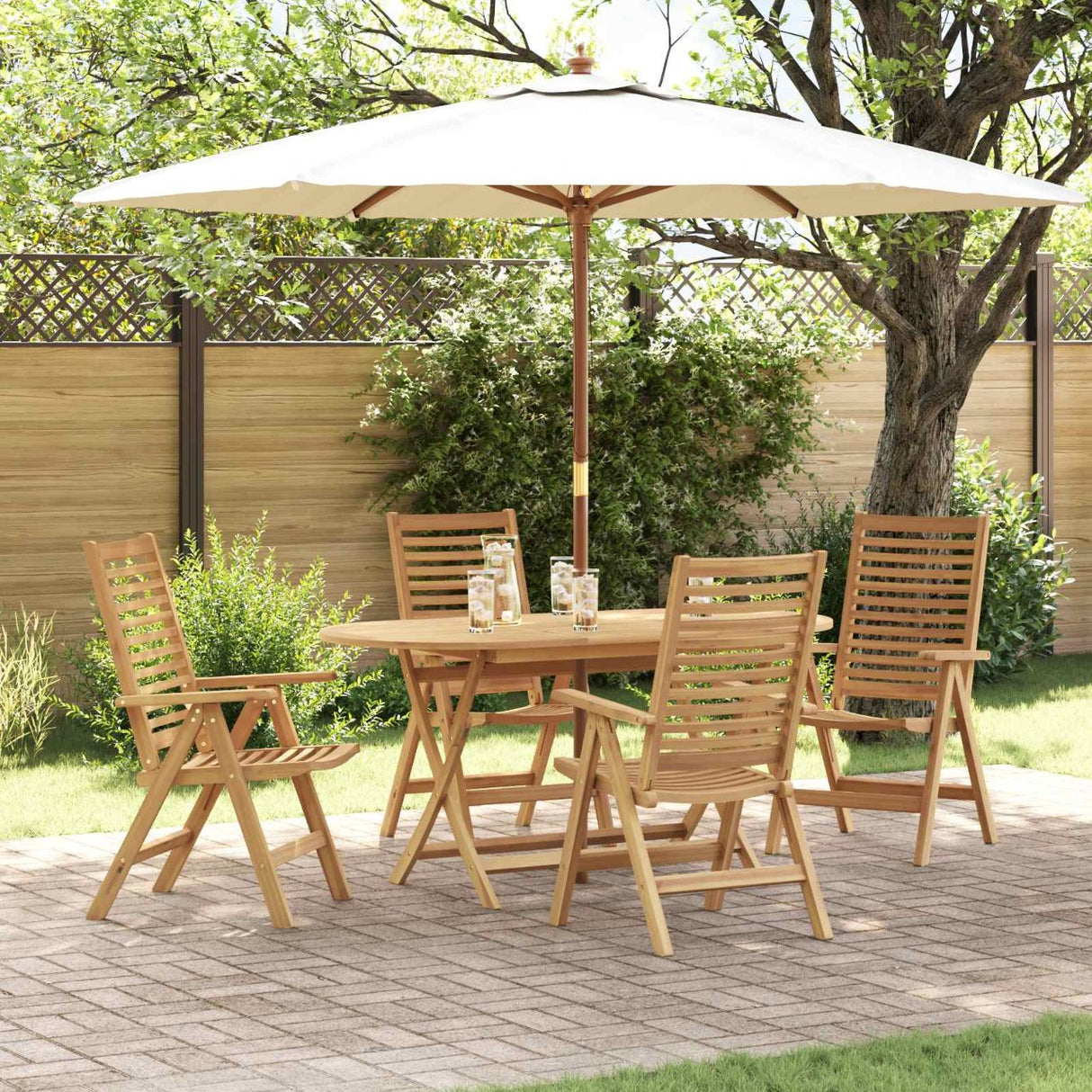 vidaXL Tuin Eettafel Set 5 pcs Bruin Massief Teakhout
