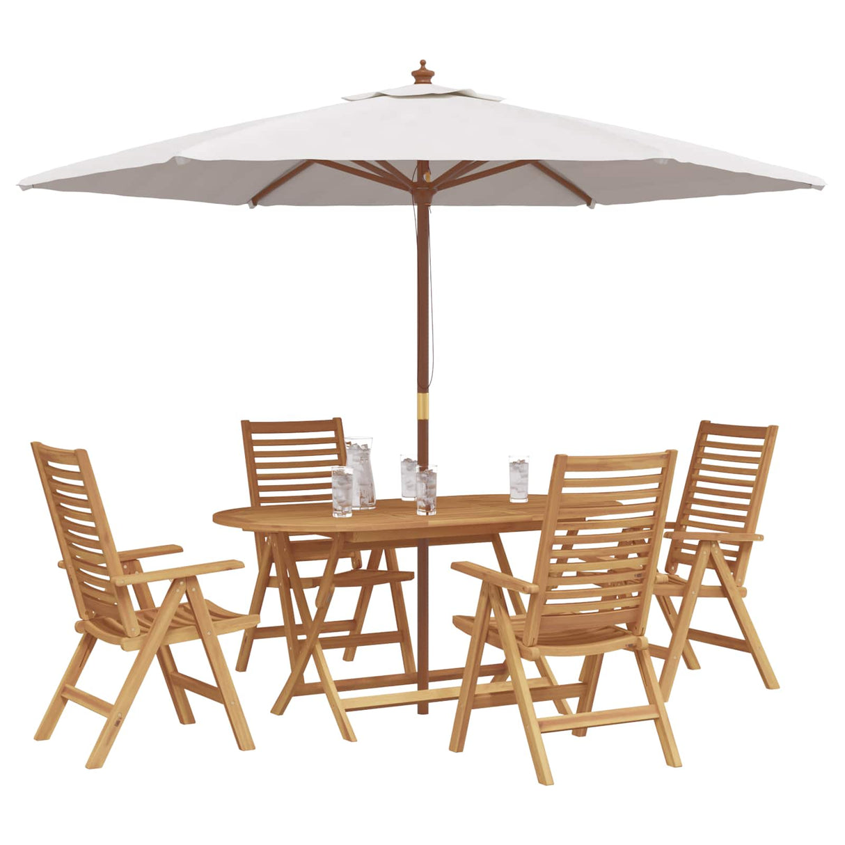 vidaXL Tuin Eettafel Set 5 pcs Bruin Massief Teakhout