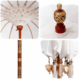 vidaXL Balinese parasol met basis Crème 185 x 185 x 260 cm Katoen
