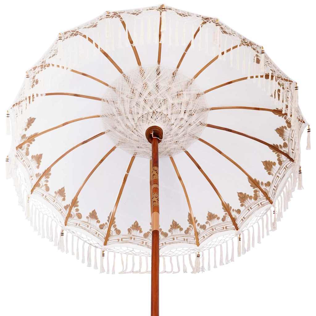 vidaXL Balinese parasol met basis Crème 185 x 185 x 260 cm Katoen