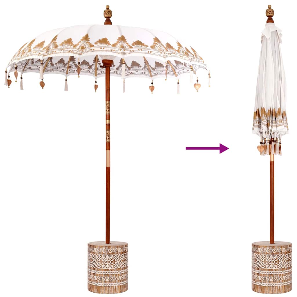 vidaXL Balinese parasol met basis Crème 185 x 185 x 260 cm Katoen