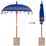 vidaXL Balinese Parasol with Base Blue 185 x 185 x 260 cm Cotton