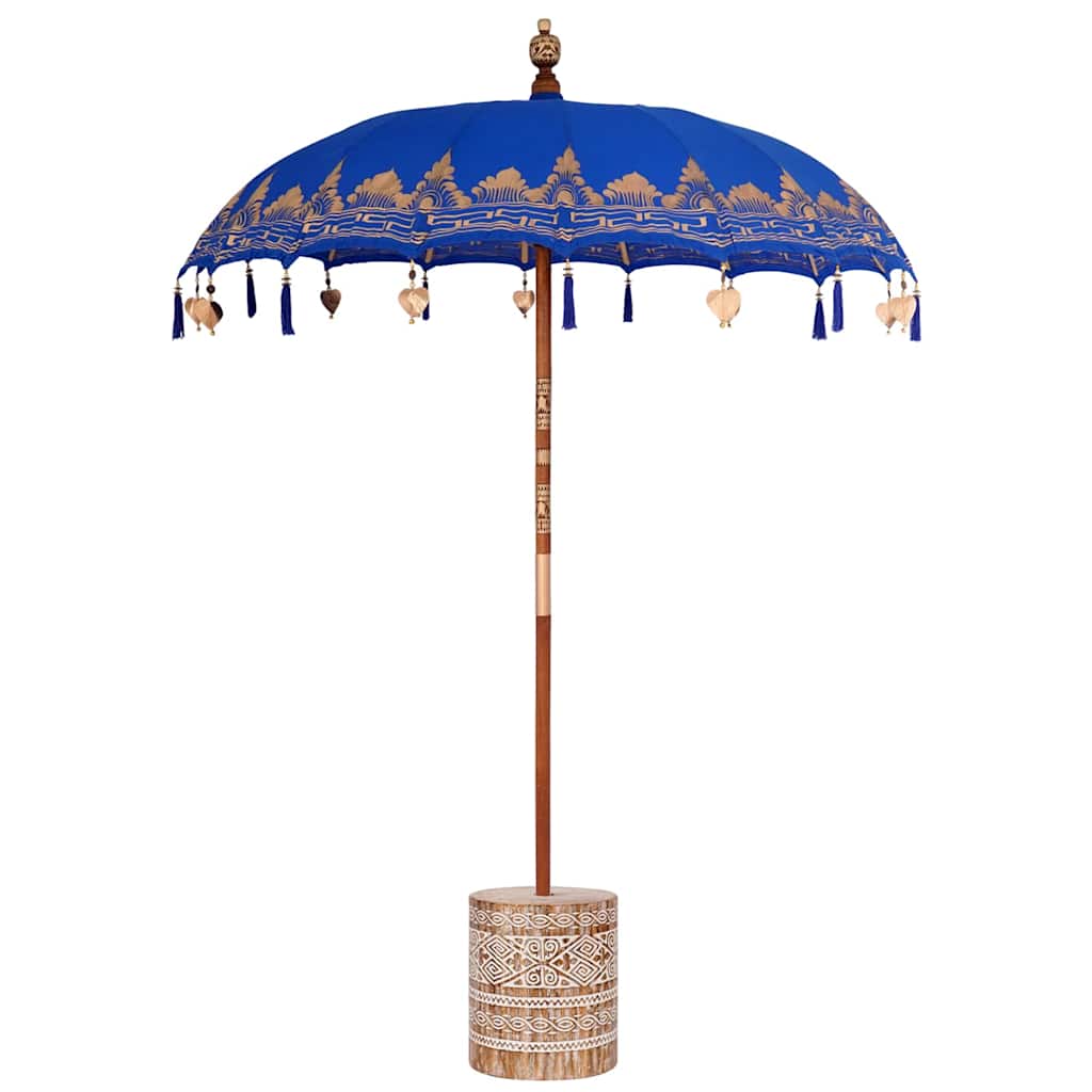 vidaXL Balinese Parasol with Base Blue 185 x 185 x 260 cm Cotton