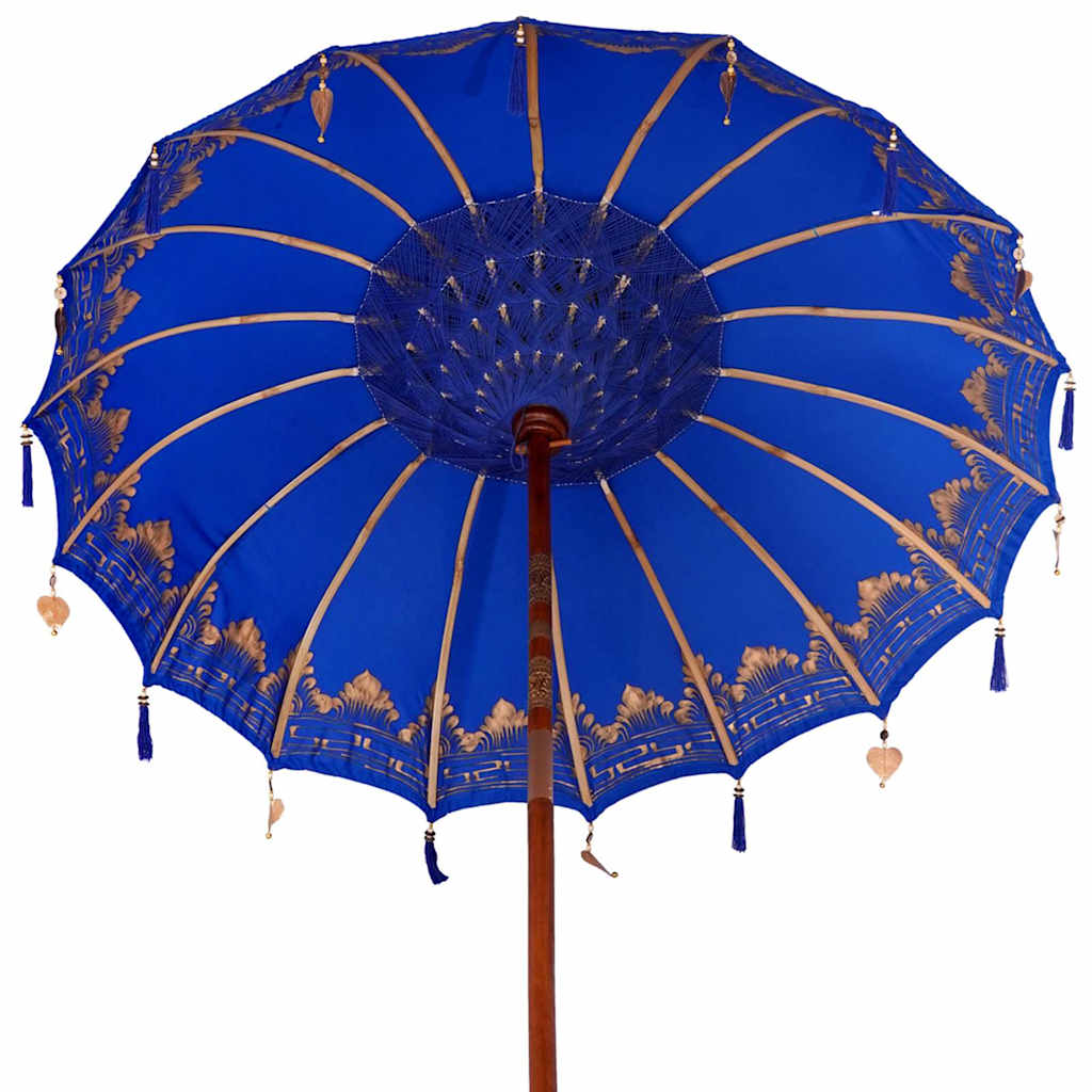 vidaXL Balinese Parasol with Base Blue 185 x 185 x 260 cm Cotton