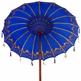 vidaXL Balinese Parasol with Base Blue 185 x 185 x 260 cm Cotton