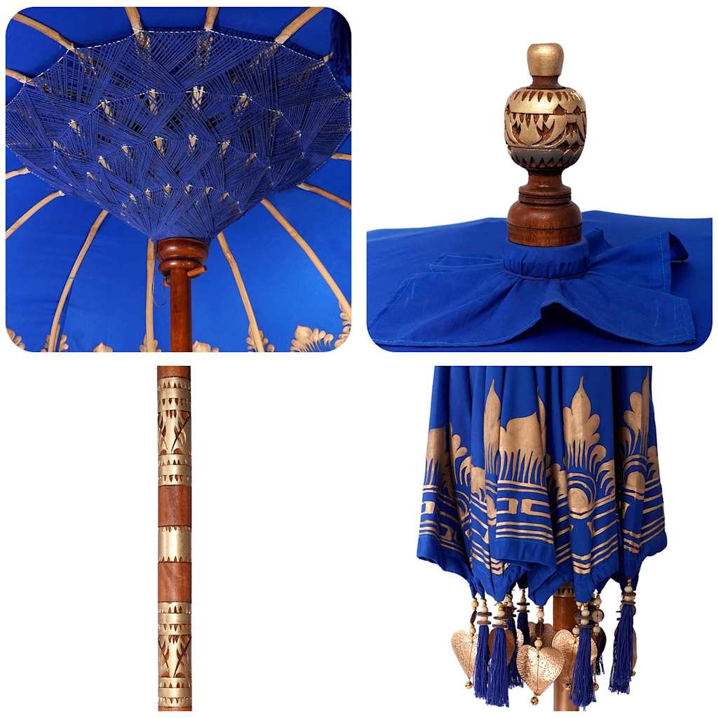 vidaXL Balinese Parasol with Base Blue 185 x 185 x 260 cm Cotton