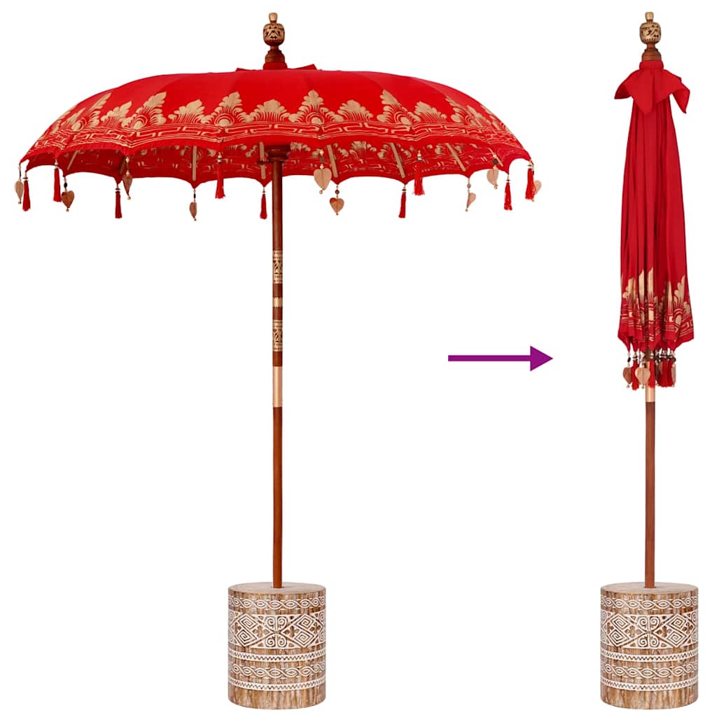 vidaXL Balinese parasol met basis Rood 185 x 185 x 260 cm Katoen