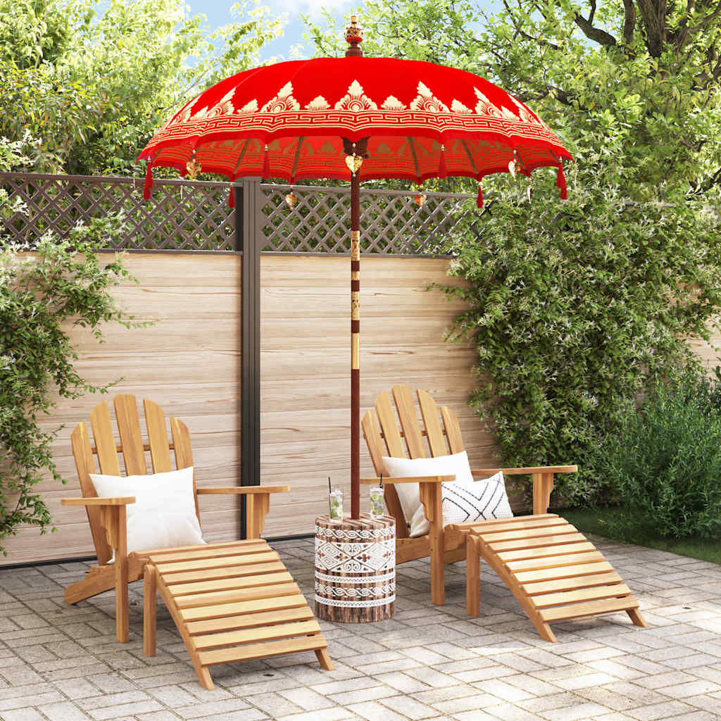 vidaXL Balinese parasol met basis Rood 185 x 185 x 260 cm Katoen