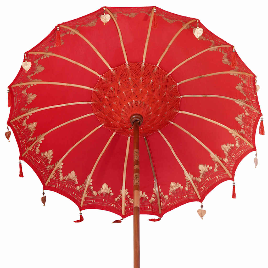 vidaXL Balinese parasol met basis Rood 185 x 185 x 260 cm Katoen