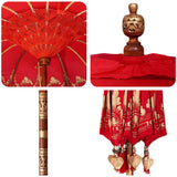 vidaXL Balinese parasol met basis Rood 185 x 185 x 260 cm Katoen