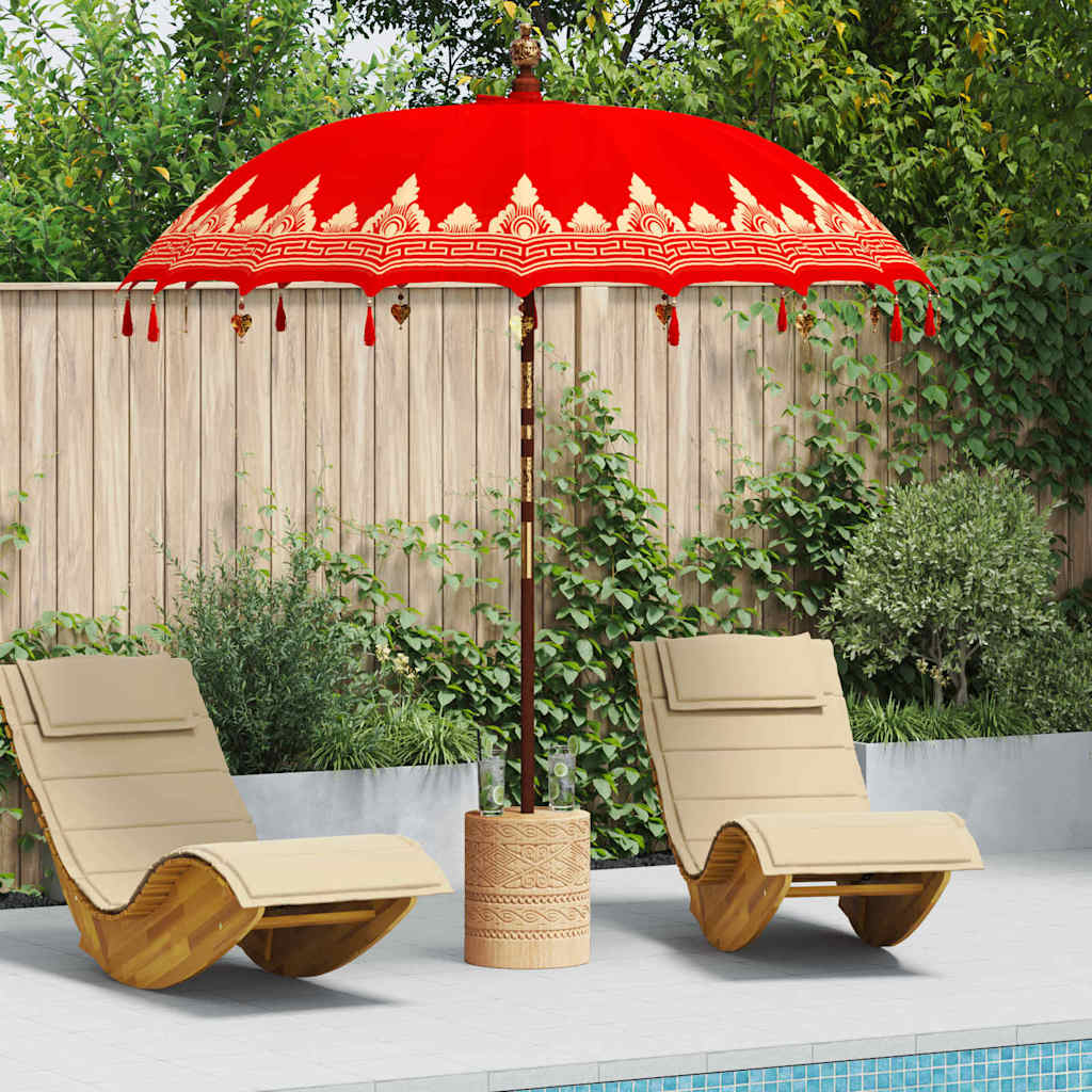 vidaXL Balinese parasol met basis Rood 185 x 185 x 260 cm Katoen