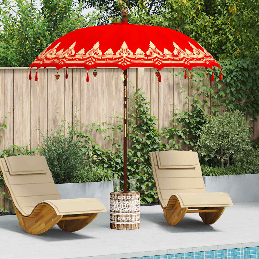 vidaXL Balinese parasol met basis Rood 185 x 185 x 260 cm Katoen