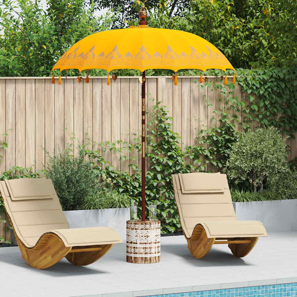 vidaXL Balinese parasol met basis Geel 185 x 185 x 260 cm Katoen