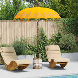 vidaXL Balinese parasol met basis Geel 185 x 185 x 260 cm Katoen