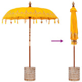 vidaXL Balinese parasol met basis Geel 185 x 185 x 260 cm Katoen