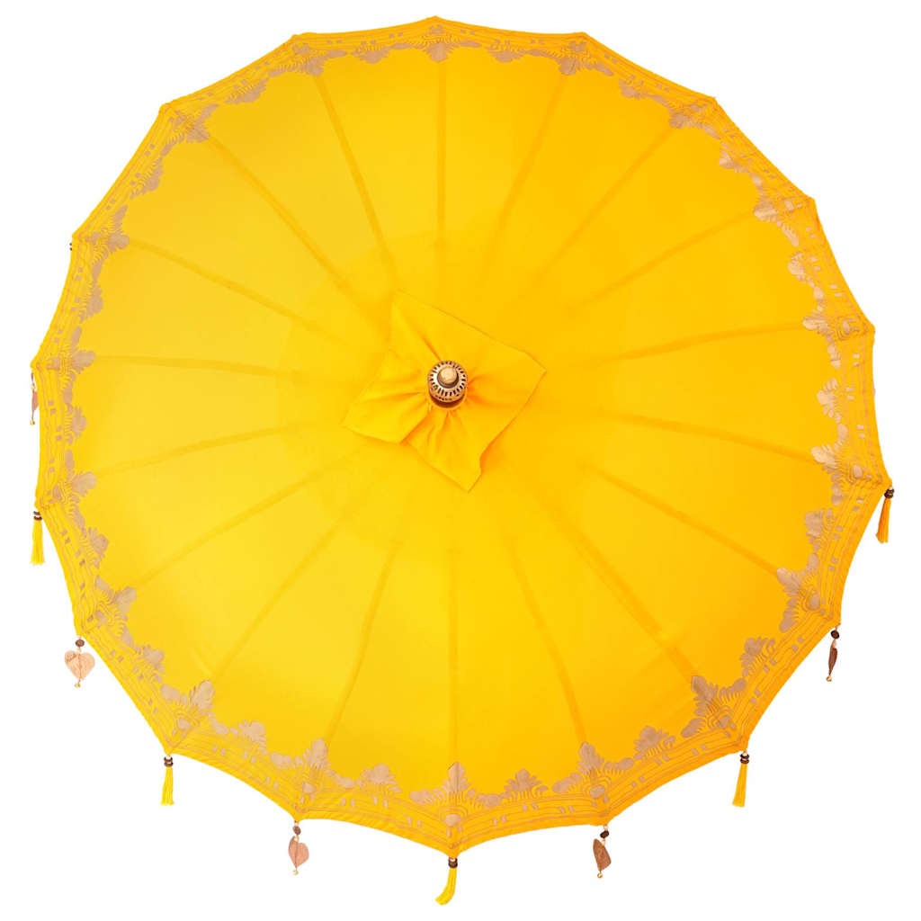 vidaXL Balinese parasol met basis Geel 185 x 185 x 260 cm Katoen