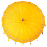 vidaXL Balinese parasol met basis Geel 185 x 185 x 260 cm Katoen