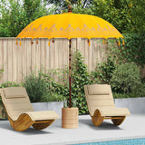 vidaXL Balinese parasol met basis Geel 185 x 185 x 260 cm Katoen