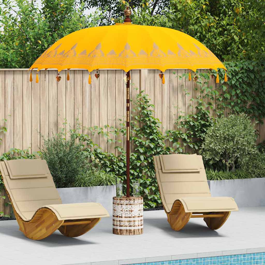 vidaXL Balinese parasol met basis Geel 185 x 185 x 260 cm Katoen
